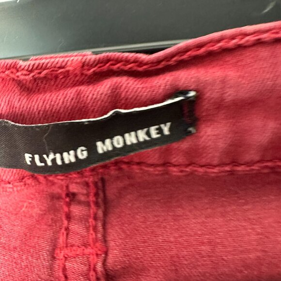 EUC Flying Monkey Womens Juniors Red Denim Jeans Stretchy Size 11 - Picture 2 of 5
